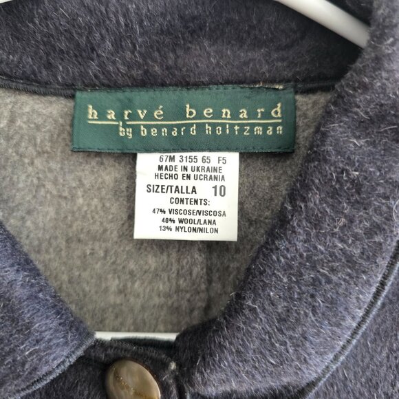 Harvé Benard Wool Blend Jacket Size 10 Button-Front Ukraine Chic Deadstock - Picture 2 of 10